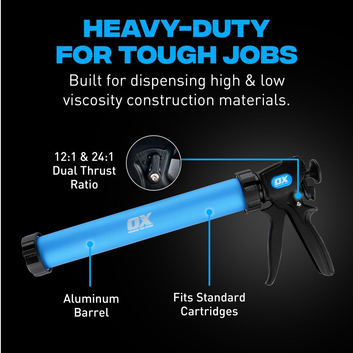 OX Pro Sealant Gun - Dual Thrust | 15" / 380mm | 20-Ounce OX-P045560