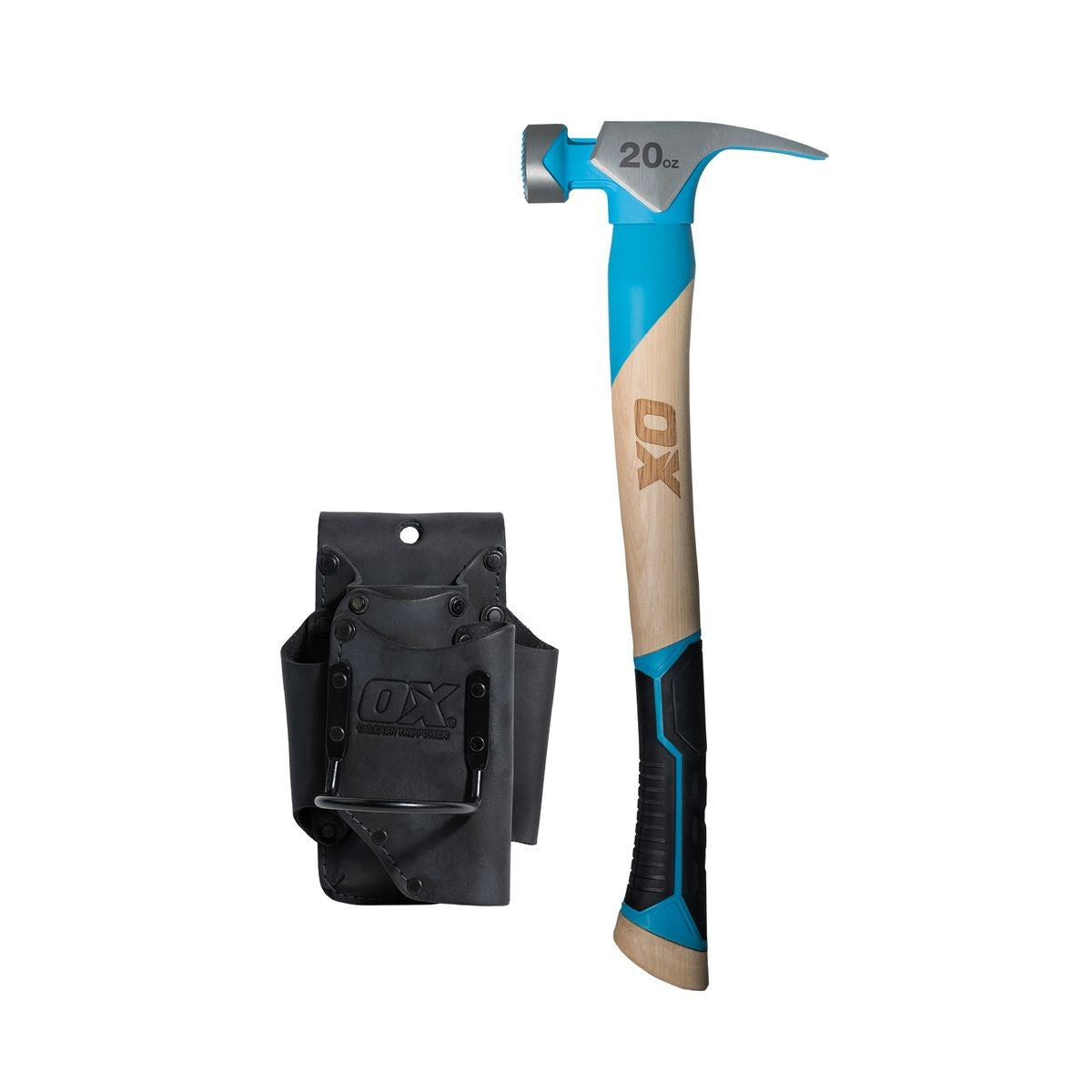 OX Pro 20-Ounce Milled Face Framing Hammer | Curved Hickory Handle w/ TPR Grip OX-P087220