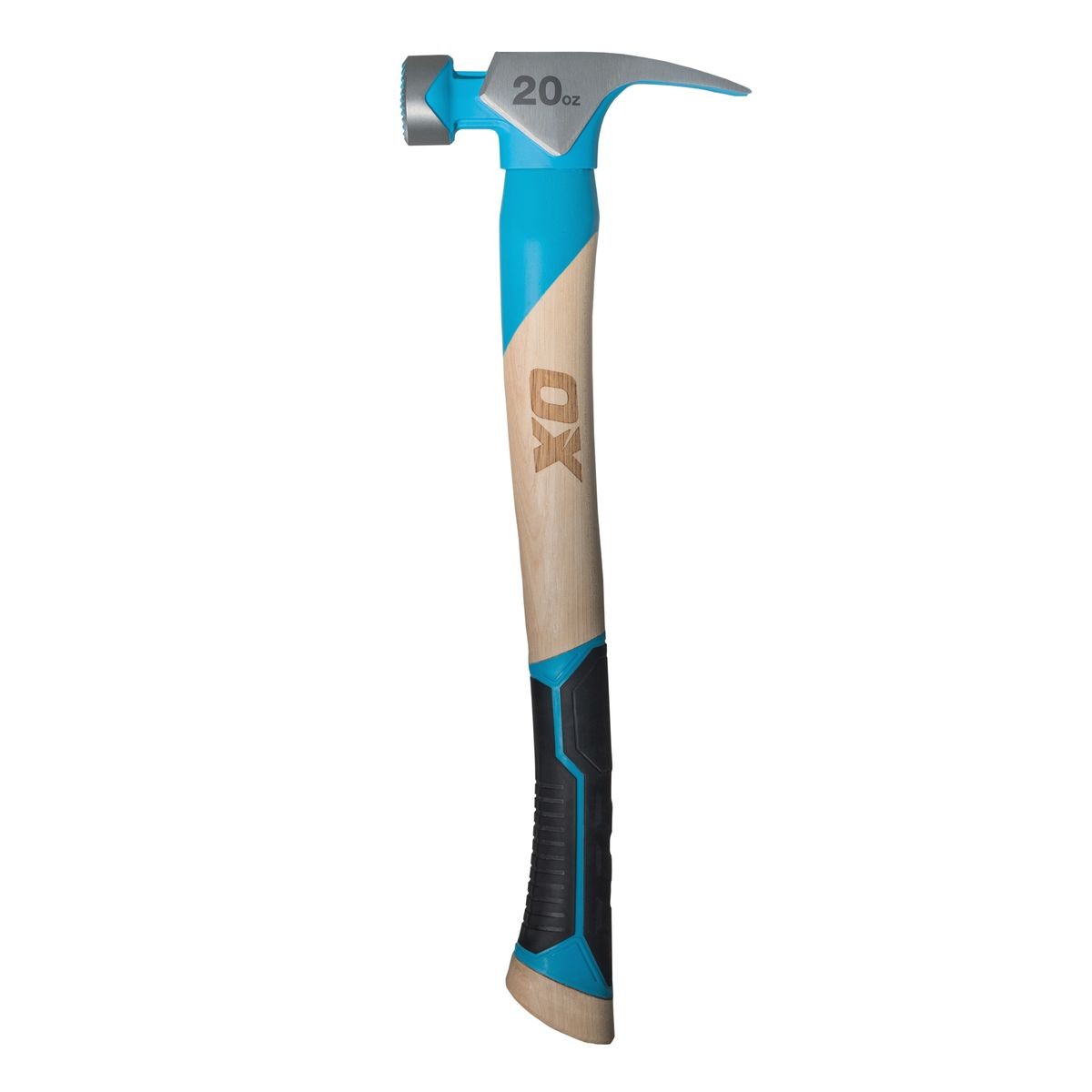 OX Pro 20-Ounce Milled Face Framing Hammer | Curved Hickory Handle w/ TPR Grip OX-P087220