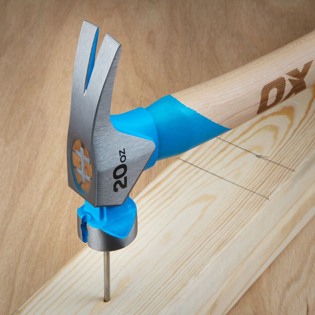 OX Pro 20-Ounce Milled Face Framing Hammer | Curved Hickory Handle w/ TPR Grip OX-P087220