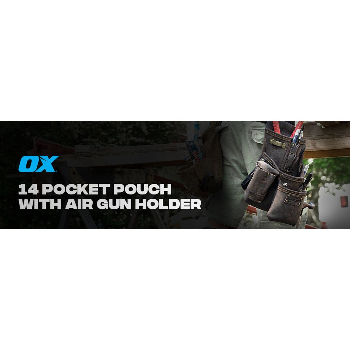 OX Pro Oil Tanned 14 Pocket Top Grain Pouch with Air Gun Holder OX-P263514