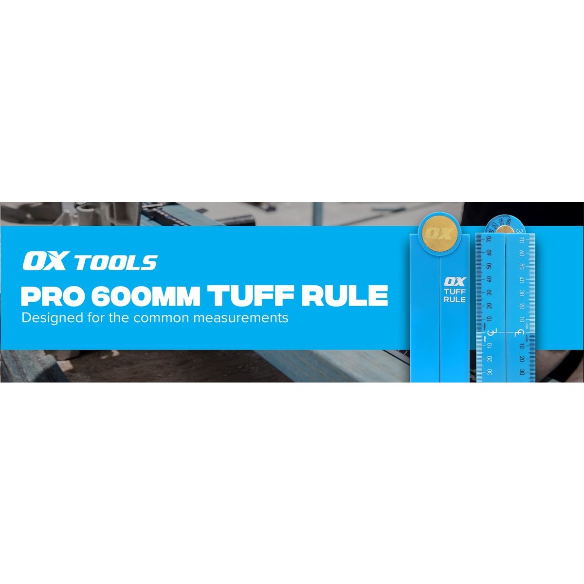 OX Pro Metric Tuff Rule - Cyan | 600mm OX-P507236