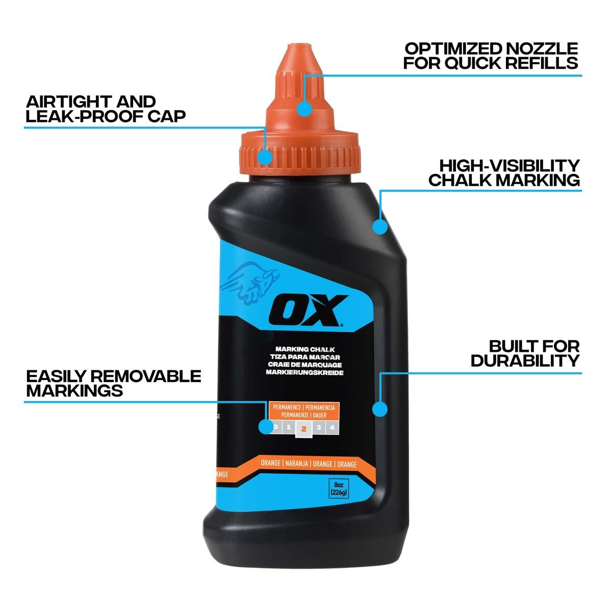 OX 8-Ounce Hi-Visibility Orange Marking Chalk - Permanence 2 OX-P630803