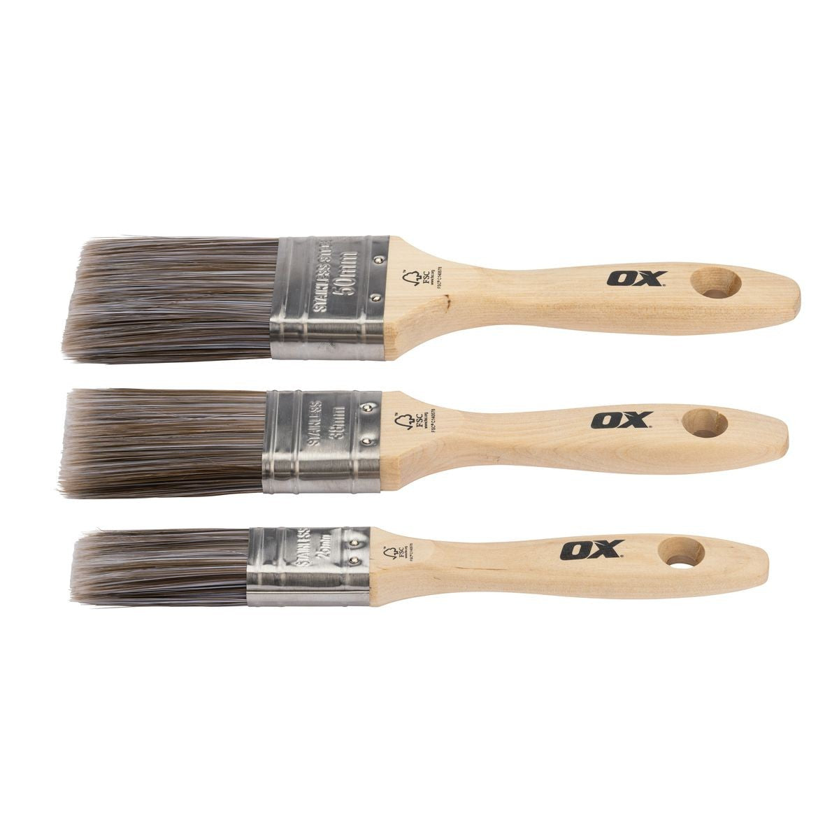 OX 3 Piece Paint Brush Set - 25/38/50mm OX-T046103