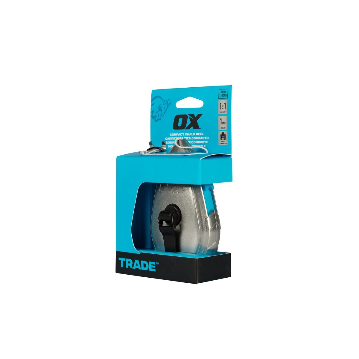 OX Contractor 30m/100' Aluminum Chalk Reel- Basic Fine Line / 1:1 Gear Ratio OX-T630501
