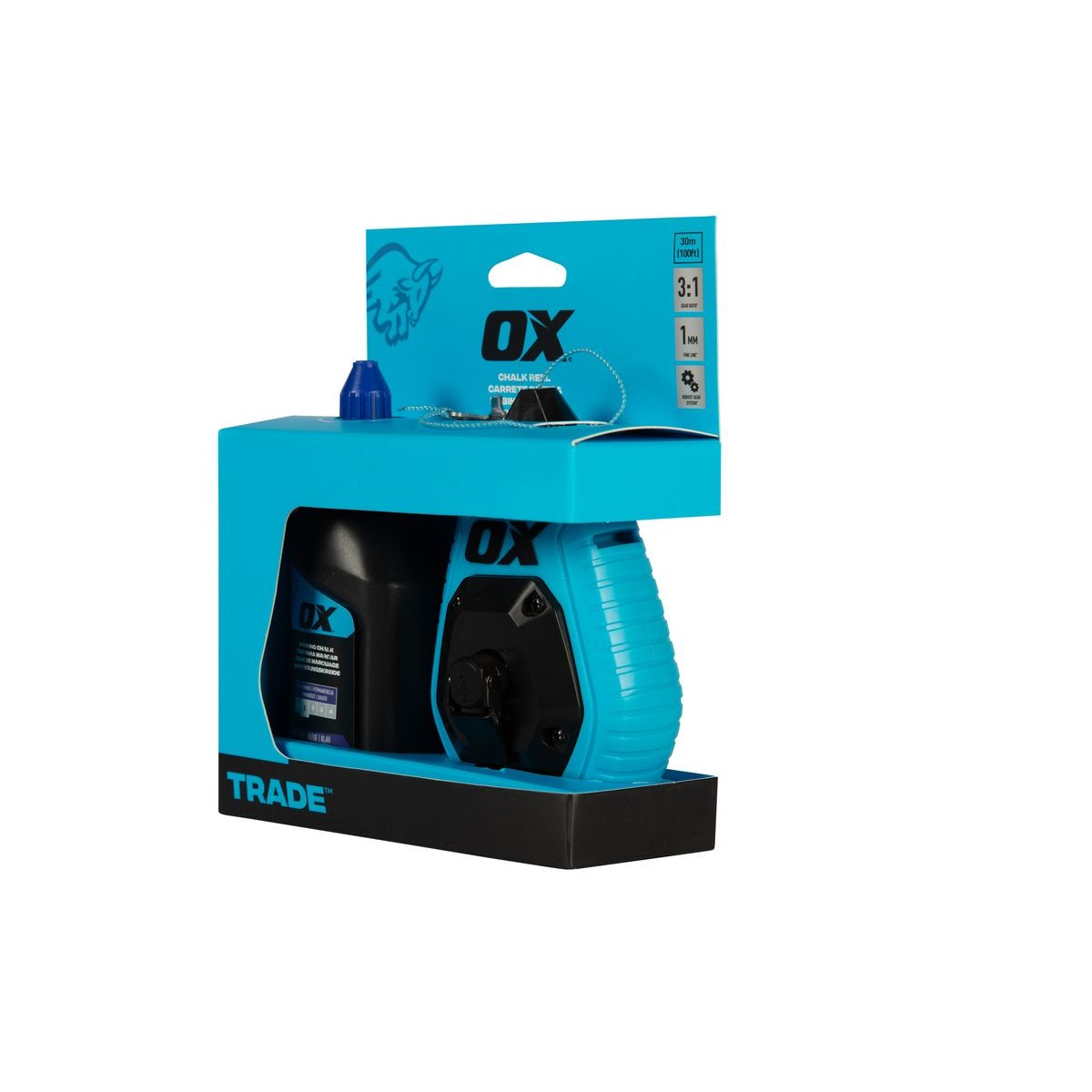OX Trade 30m/100' ABS Chalk Reel Value Pack - Standard Fine Line / 3:1 Gear Ratio OX-T630601