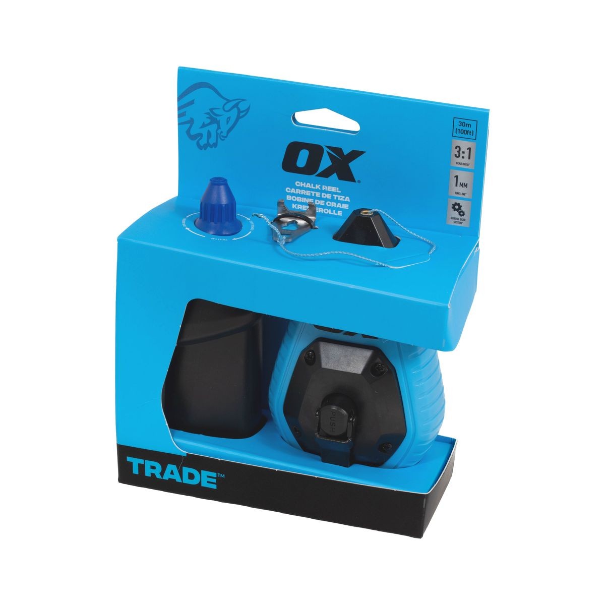 OX Trade 30m/100' ABS Chalk Reel Value Pack - Standard Fine Line / 3:1 Gear Ratio OX-T630601