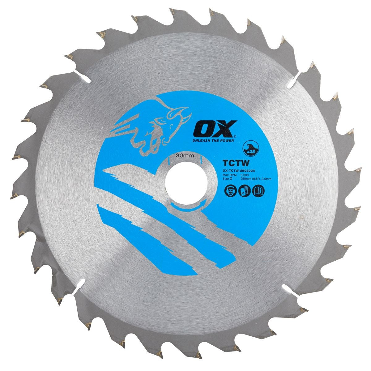 OX Wood Cutting Circular Saw Blade 250/30mm, 28 Teeth ATB OX-TCTW-2503028