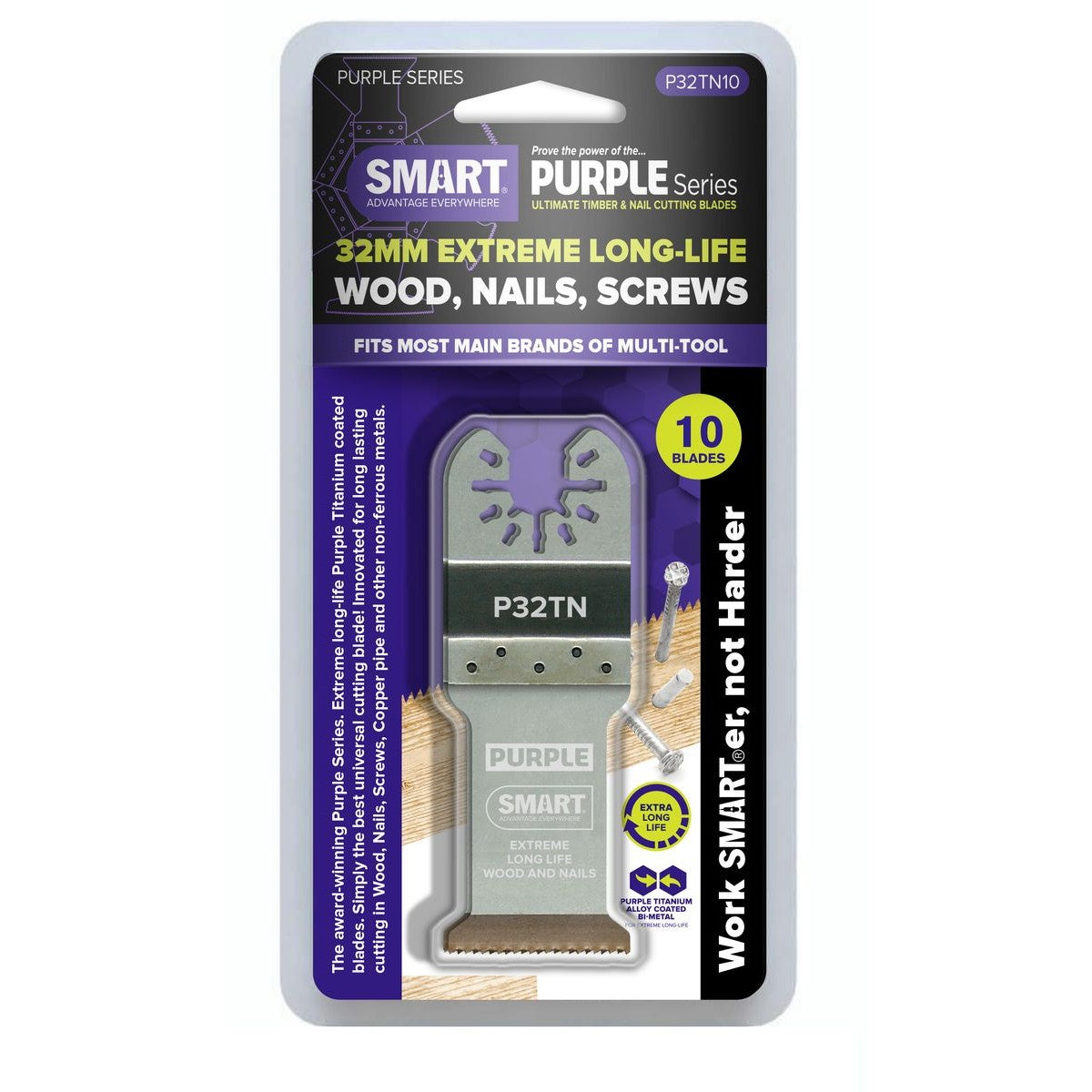 SMART Purple Series 32mm Ultimate Bi-metal Blade - Pk 10 P32TN10