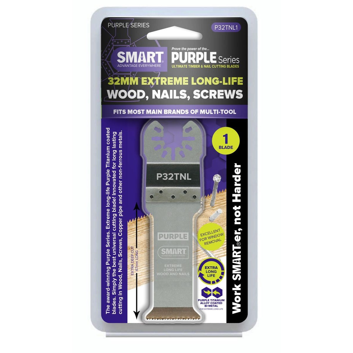 SMART Purple Series 32mm Deep Cut Bi-metal Blade - Pk 1 P32TNL1