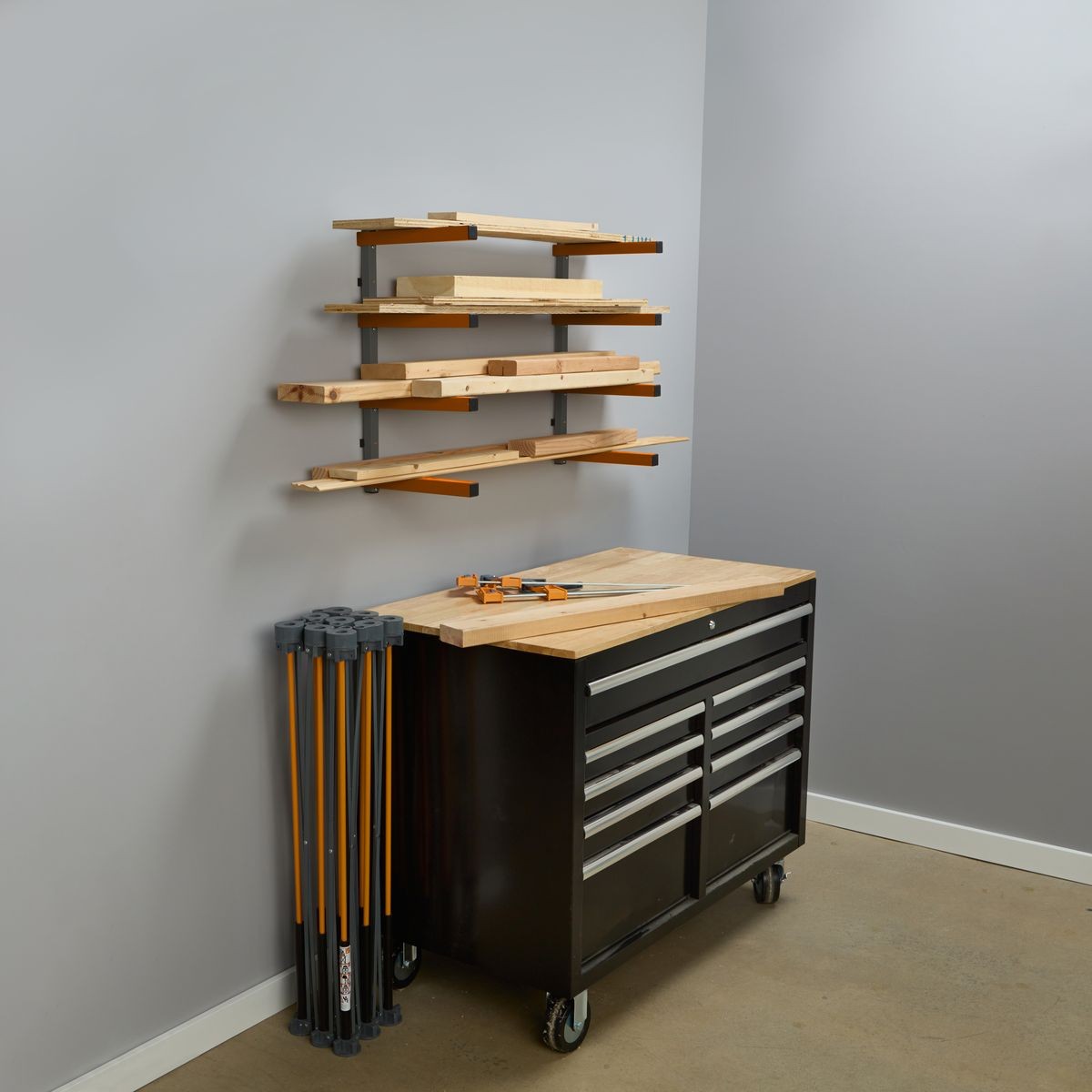 BORA Wall Rack 4 Level Orange/Gray - Color Box PBR-0410