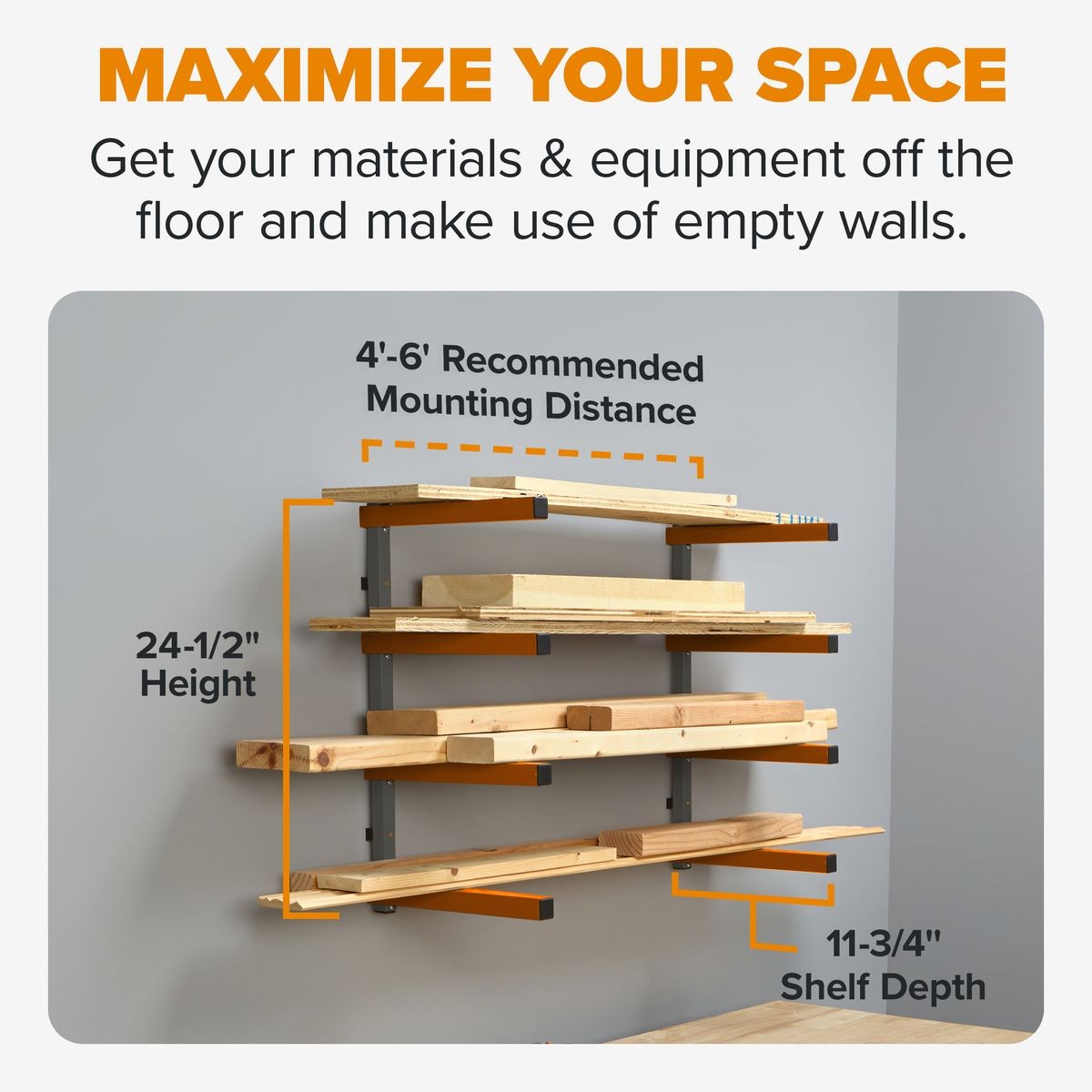 BORA Wall Rack 4 Level Orange/Gray - Color Box PBR-0410