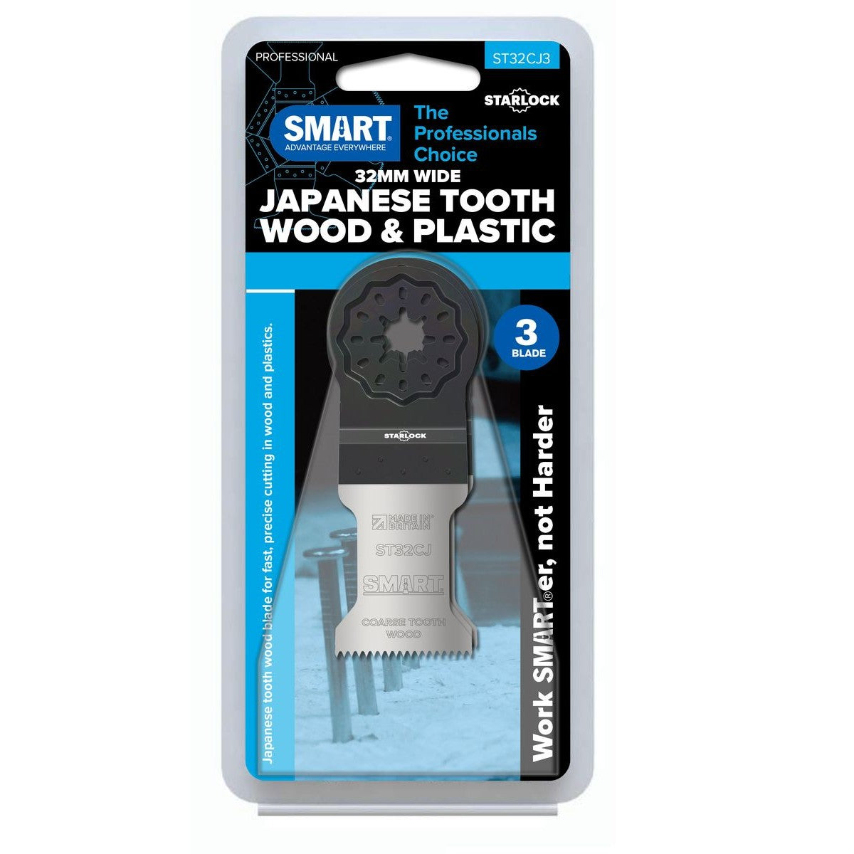 SMART Professional STARLOCK 32mm Japanese Tooth Wood Blade - 3pk ST32CJ3