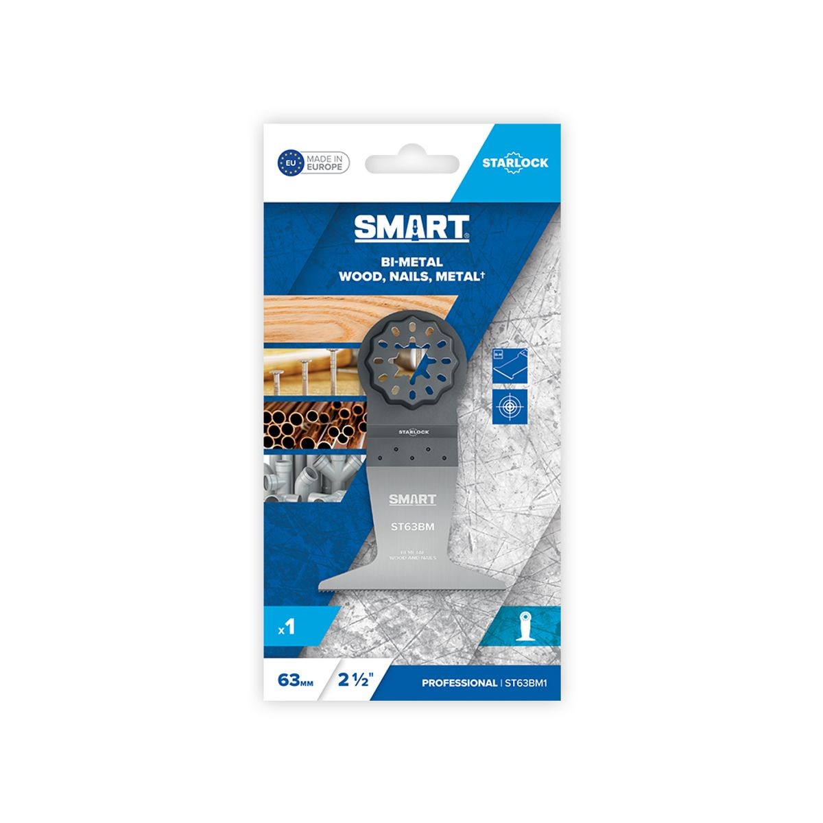 SMART Starlock 63mm Bi-Metal Wood & Nails Blade - 1pk ST63BM1