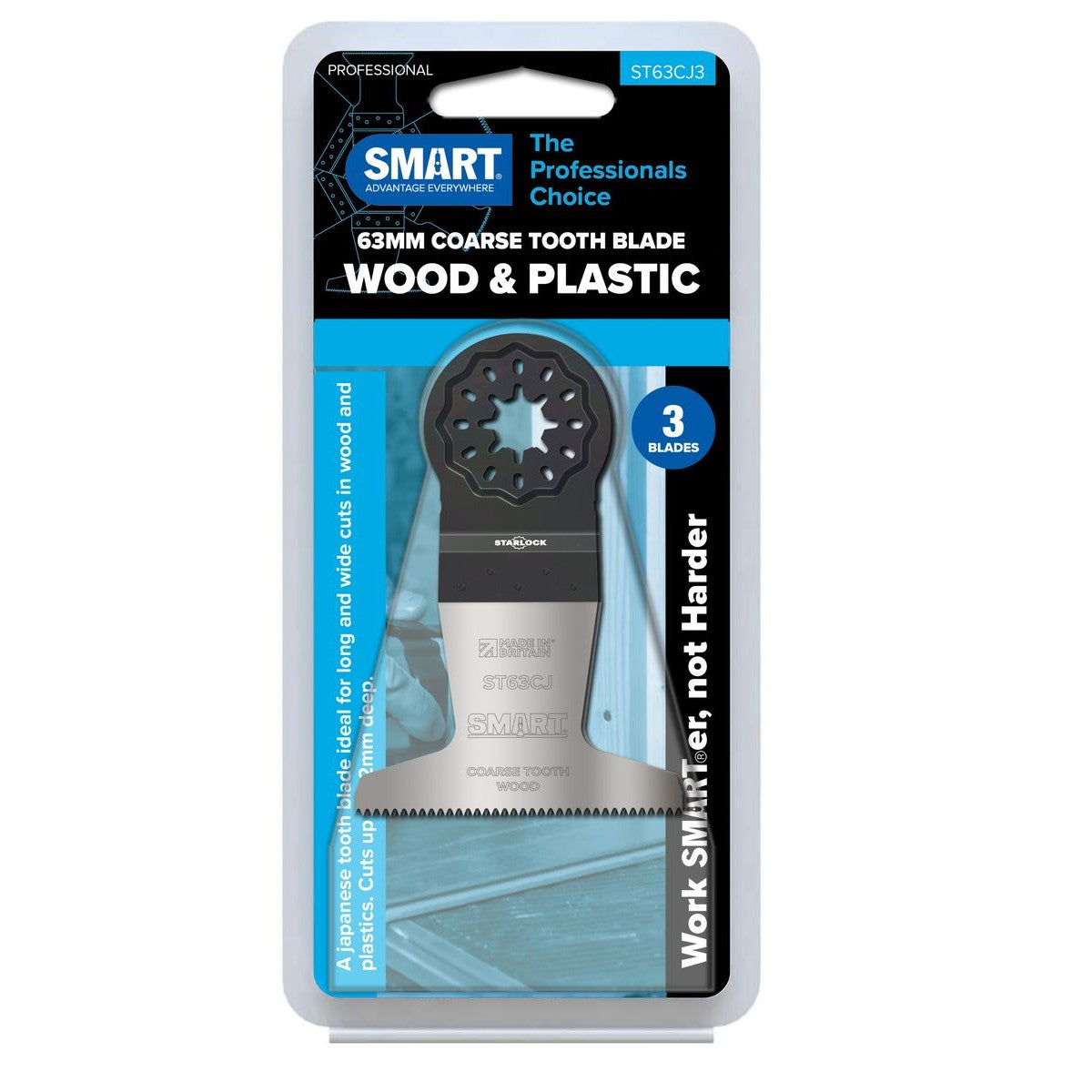 SMART Professional STARLOCK 63mm Japanese Tooth Wood Blade - 3pk ST63CJ3