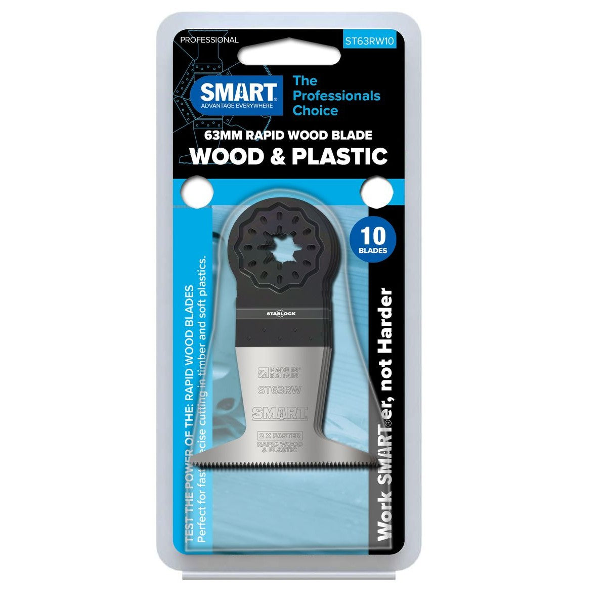 SMART Starlock 63mm Rapid Wood Blades - 10pc pack ST63RW10