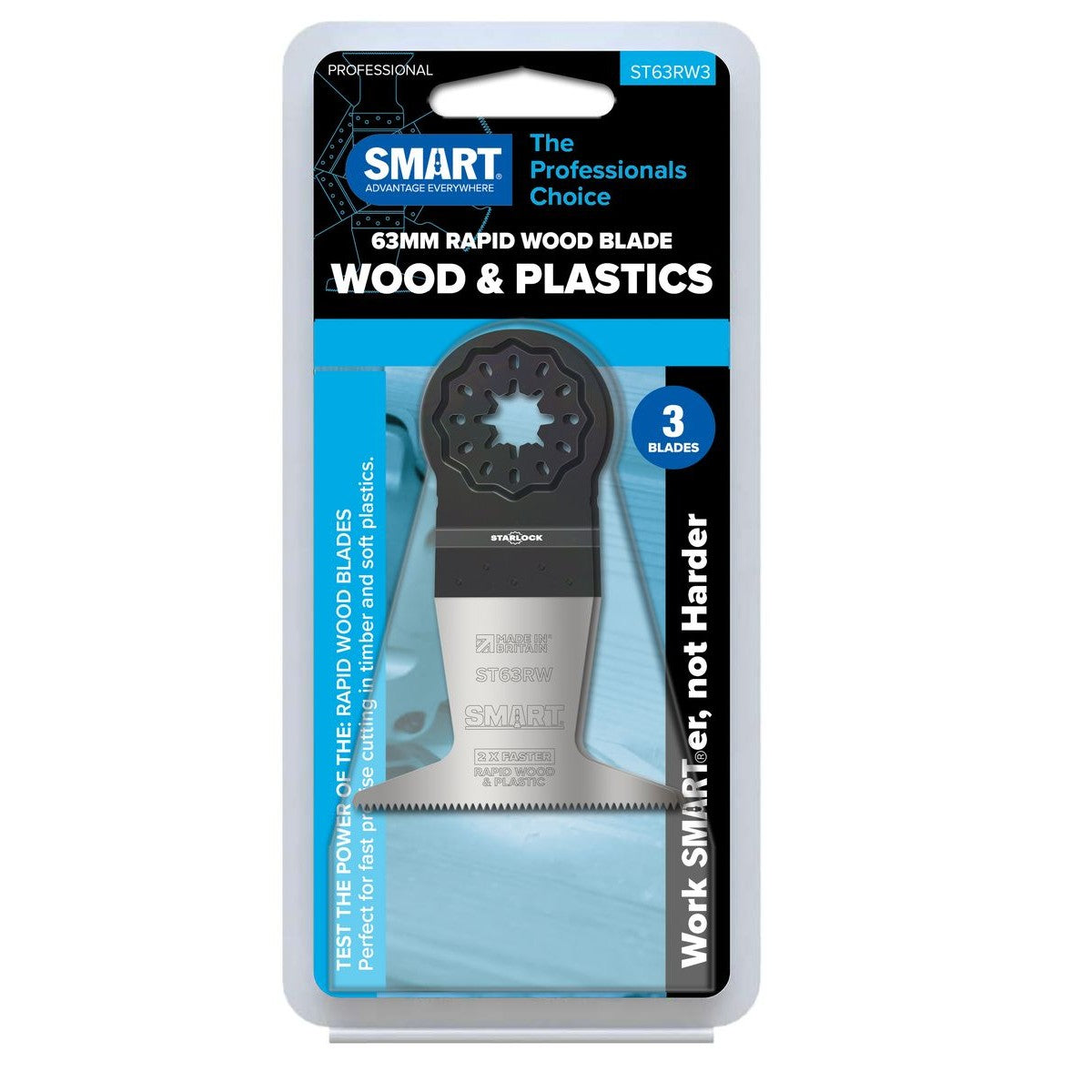 SMART Professional STARLOCK 63mm Rapid Wood Saw Blade - 3pk ST63RW3