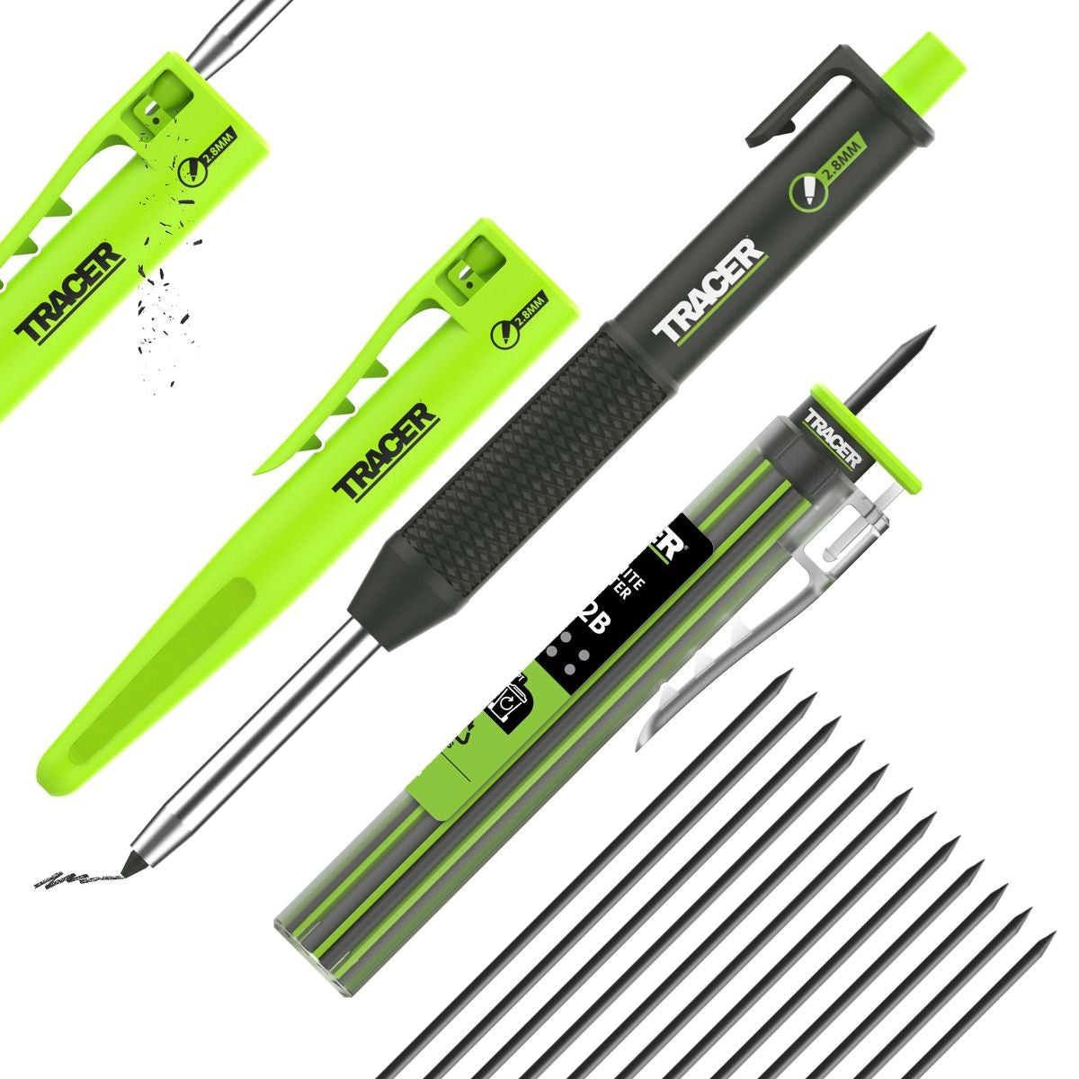 TRACER 2.8MM Deep Hole Pencil + 12pc Lead Holster TMK1