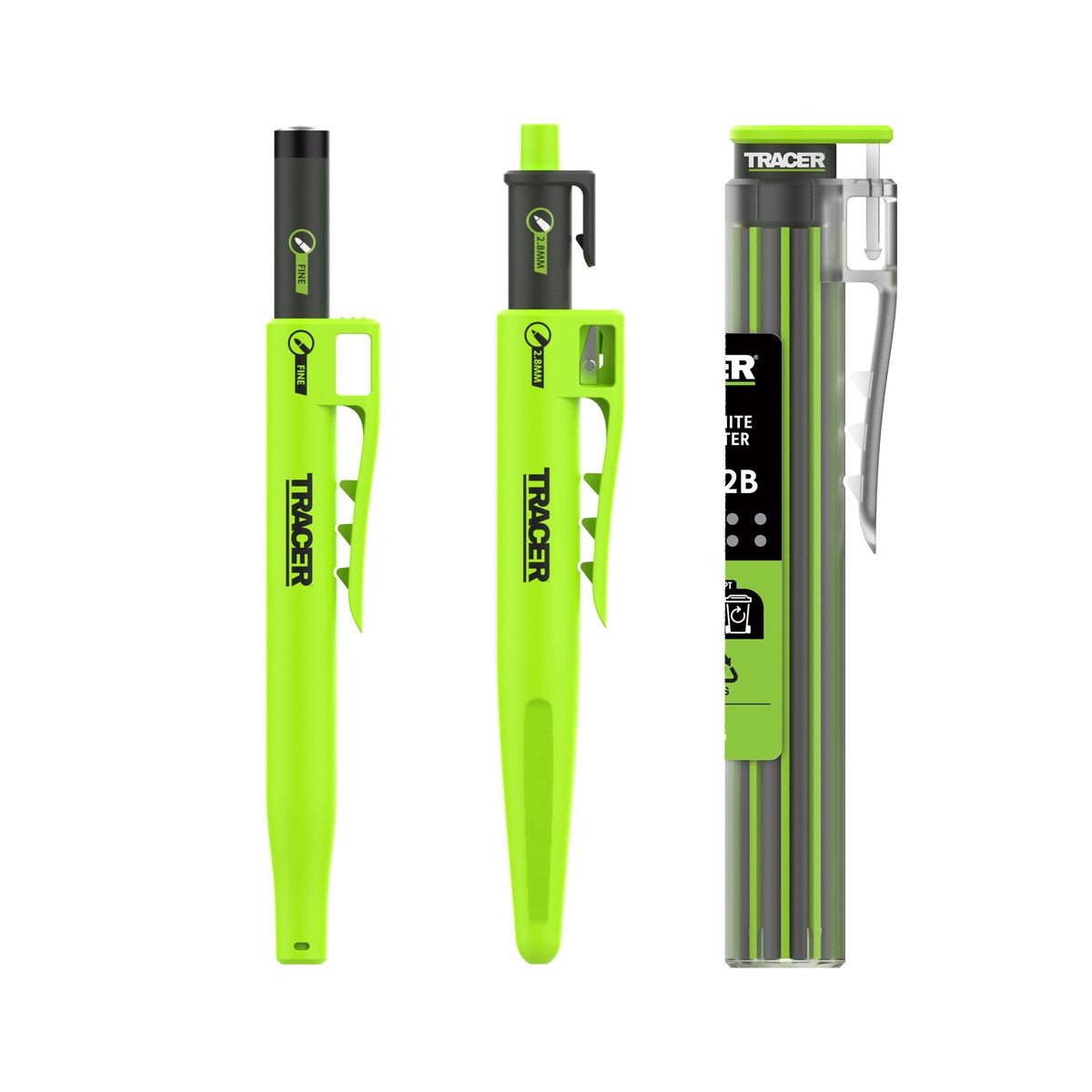 TRACER 2.0 3PC Marking Kit - Deep Hole Pencil + Lead Holster + Deep Hole Marker TMK3
