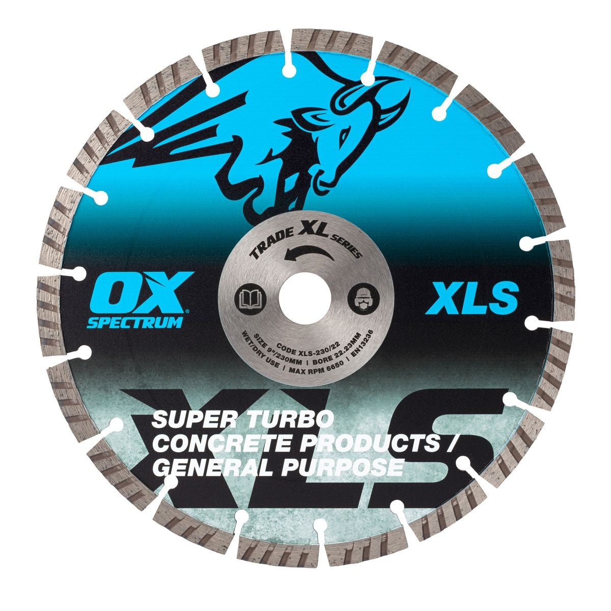 OX Trade XL Super - Turbo Segmented Diamond Blade - Concrete & GP - 230/22.23mm XLS-230/22