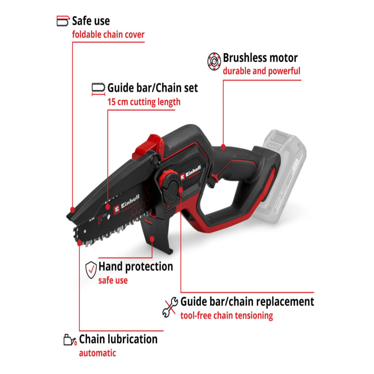 Einhell GP-PS 18/20 Li BL-Solo PRO Pruning Chain Saw 18V Bare Unit EINGPPS1820N