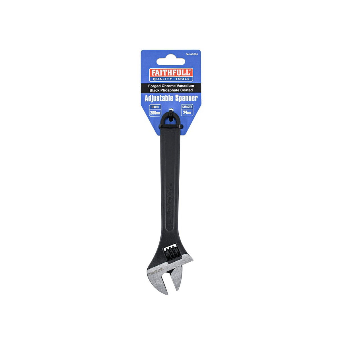 Faithfull Adjustable Spanner 200mm - 24mm Capacity FAIAS200