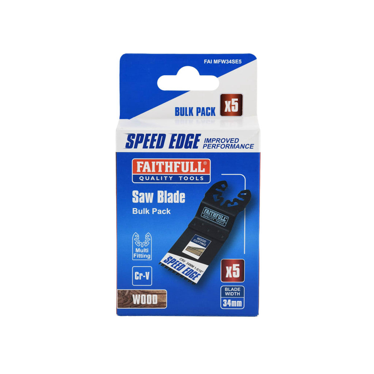 Faithfull Multi-Tool Speed Edge Wood Blade 34mm (5 Pack) FAIMFW34SE5