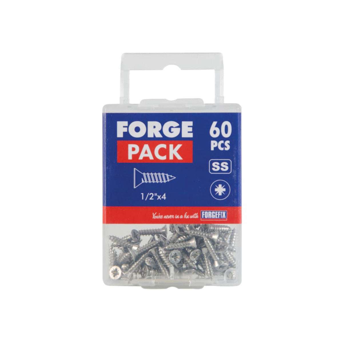 ForgeFix Self-Tapping Screw Pozi Compatible CSK A2 SS 1/2in x 4 ForgePack 60 FOR184515