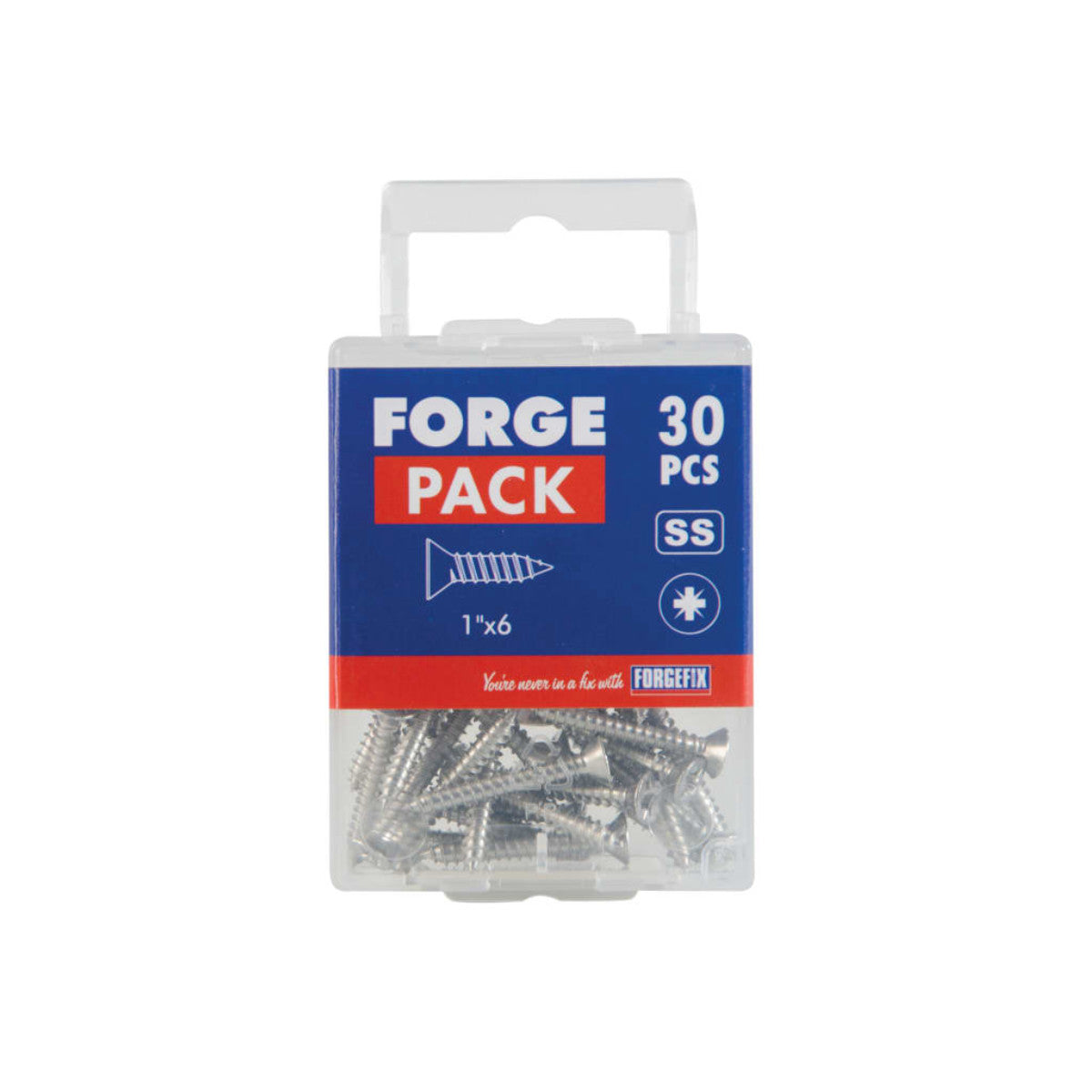 ForgeFix Self-Tapping Screw Pozi Compatible CSK A2 SS 1in x 6 ForgePack 30 FOR184607