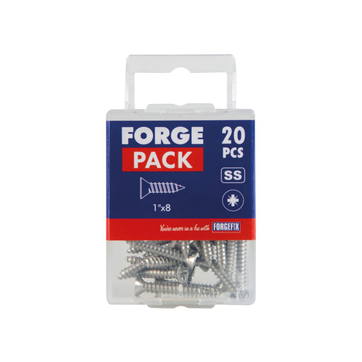 ForgeFix Self-Tapping Screw Pozi Compatible CSK A2 SS 1in x 8 ForgePack 20 FOR184669