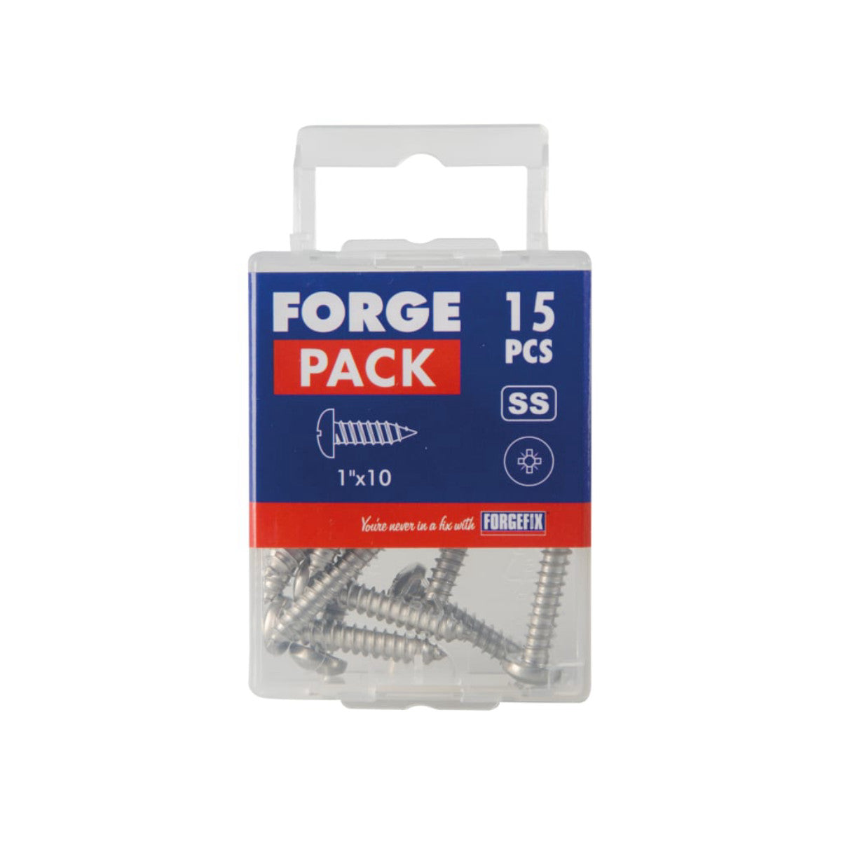 ForgeFix Self-Tapping Screw Pozi Compatible Pan Head SS 1in x 10 ForgePack 15 FOR185291