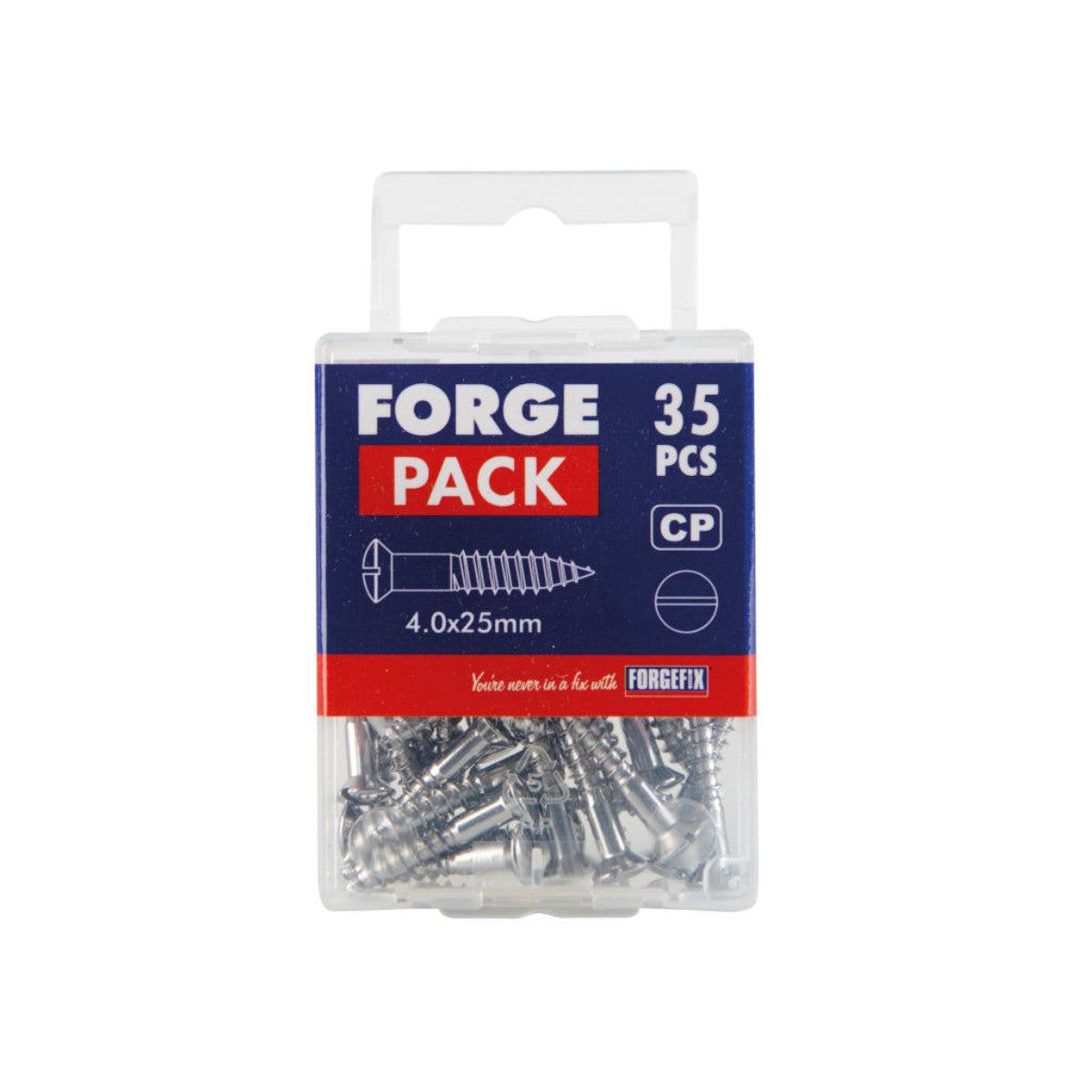 ForgeFix Multi-Purpose Screw SL Raised Head Chrome Plated 4.0 x 25mm ForgePack 35 FOR185536