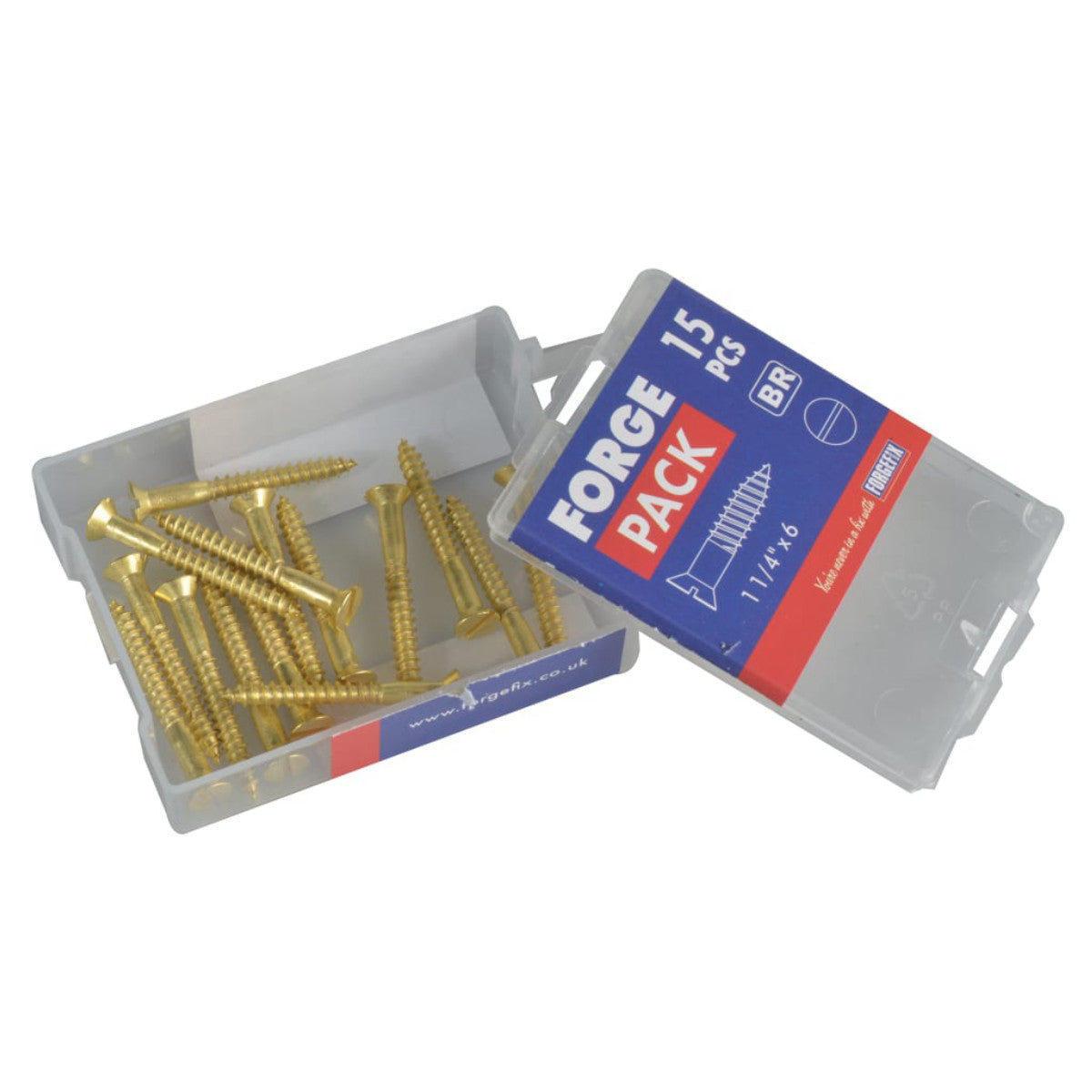 ForgeFix Wood Screw Slotted CSK Brass 1.1/4in x 6 ForgePack 15 FORFPC1146B