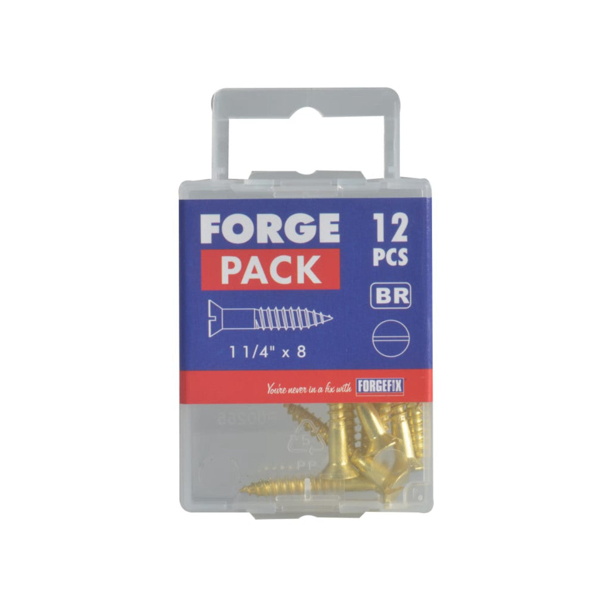 ForgeFix Wood Screw Slotted CSK Brass 1.1/4in x 8 ForgePack 12 FORFPC1148B