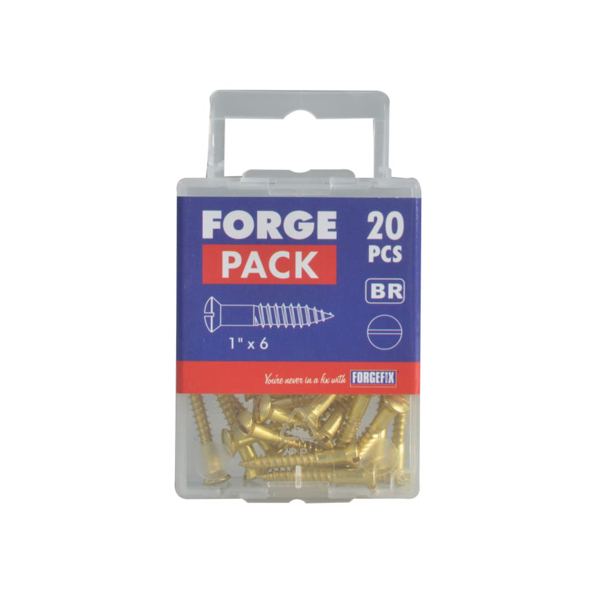 ForgeFix Wood Screw Slotted CSK Brass 1in x 6 ForgePack 20 FORFPC16B