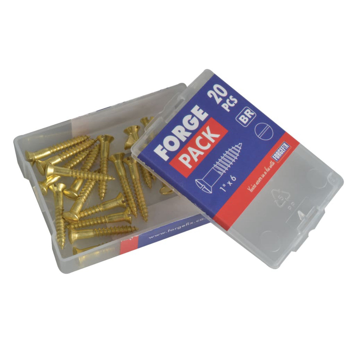 ForgeFix Wood Screw Slotted CSK Brass 1in x 6 ForgePack 20 FORFPC16B