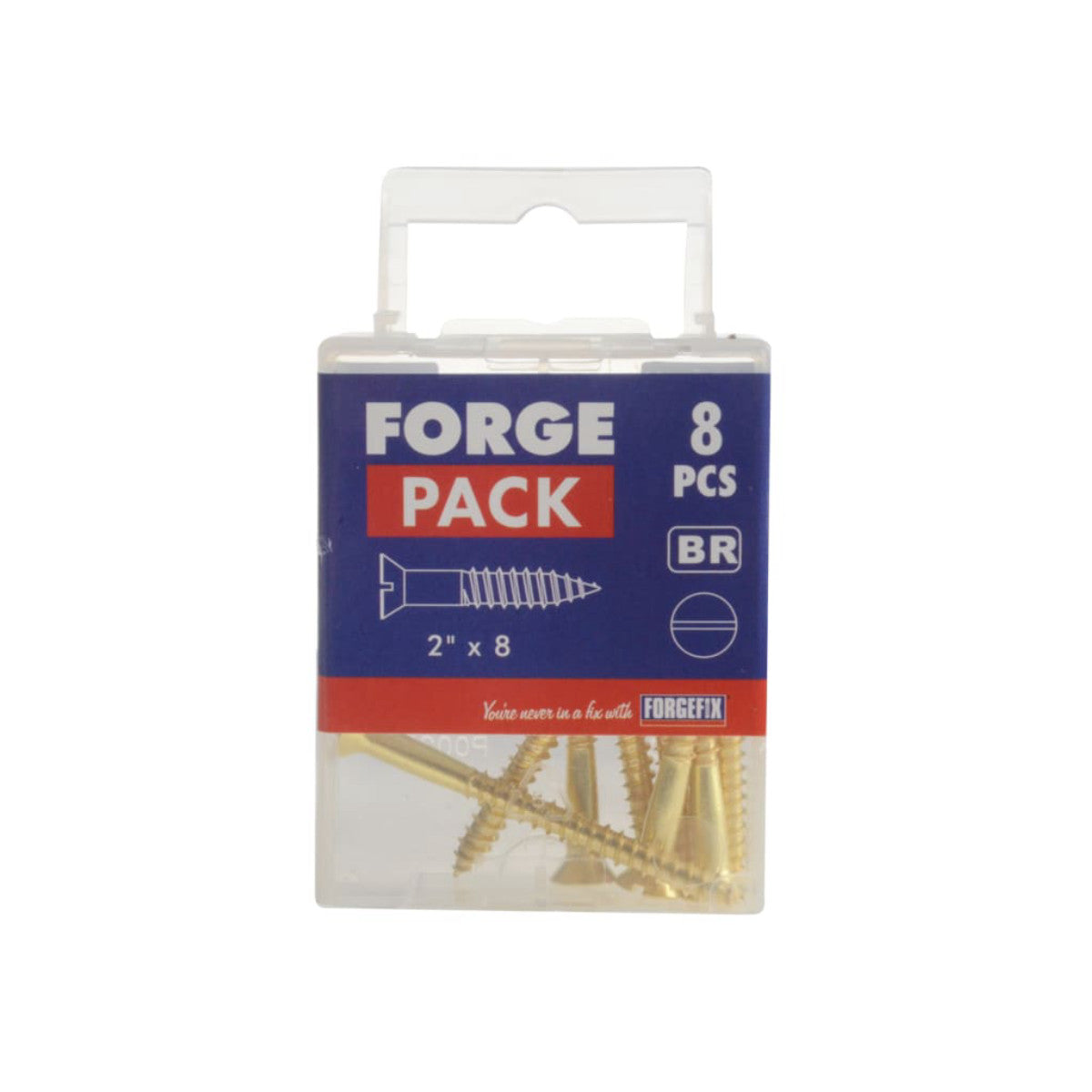 ForgeFix Wood Screw Slotted CSK Brass 2in x 8 ForgePack 8 FORFPC28B