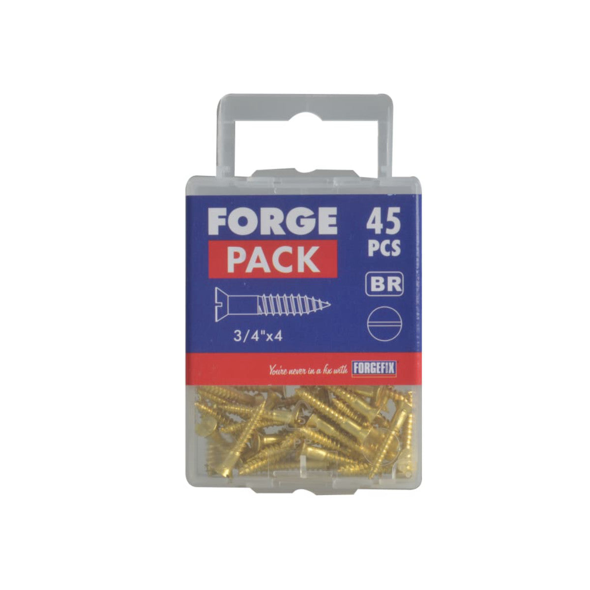 ForgeFix Wood Screw Slotted CSK Brass 3/4in x 4 ForgePack 45 FORFPC344B