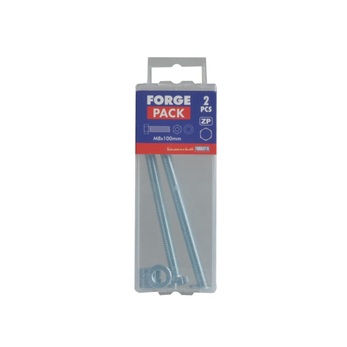 ForgeFix High Tensile Set Screw ZP M8 x 100mm ForgePack 2 FORFPHBN8100