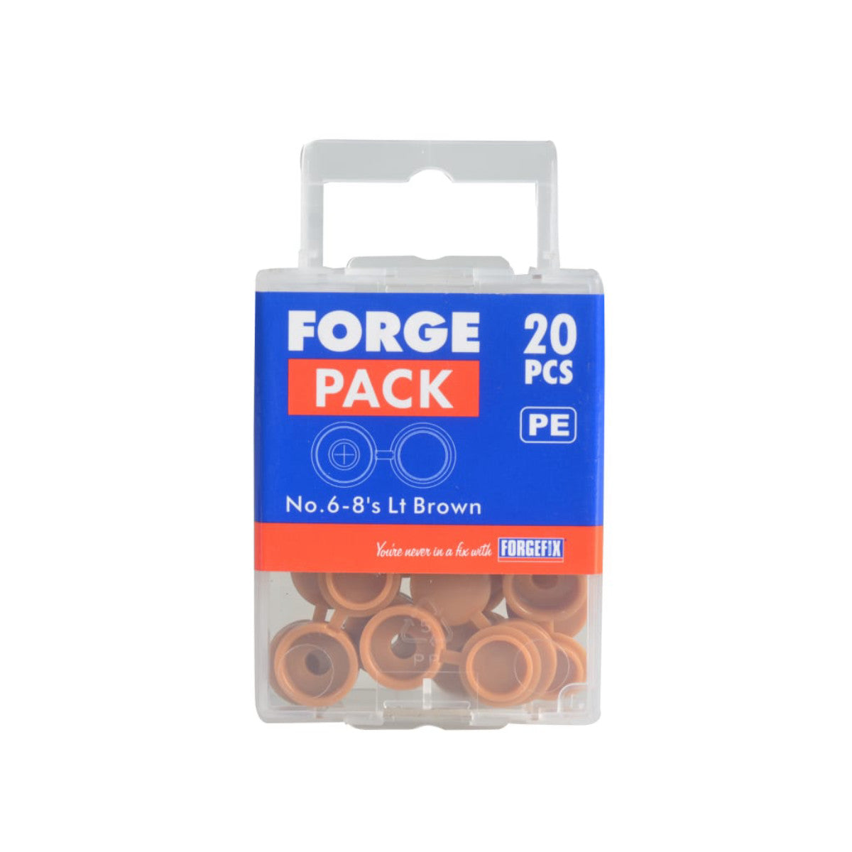 ForgeFix Hinged Cover Cap Light Brown No. 6-8 ForgePack 20 FORFPHCC4