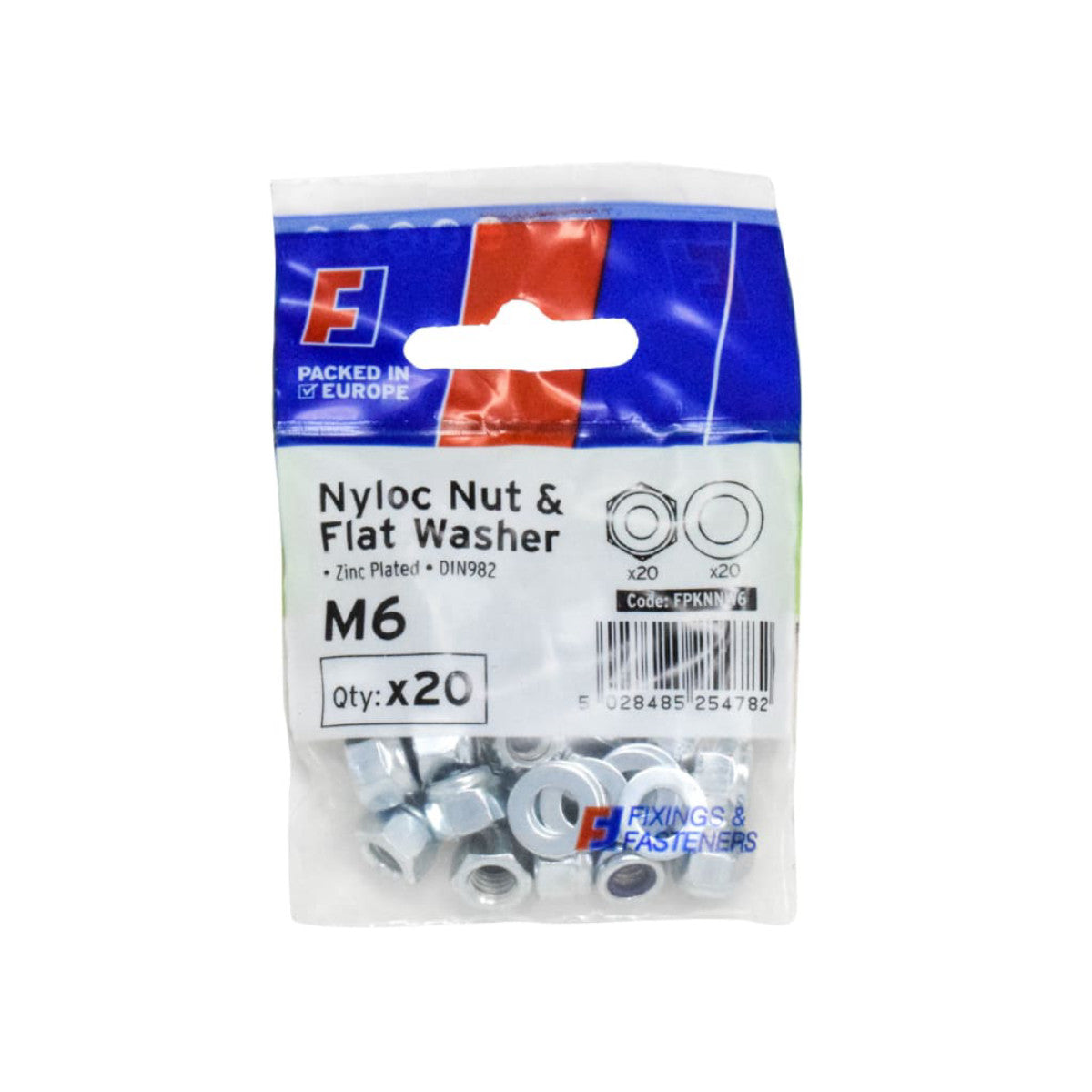ForgeFix Nyloc Nut & Washer M6 ForgePack 20 FORFPKNNW6
