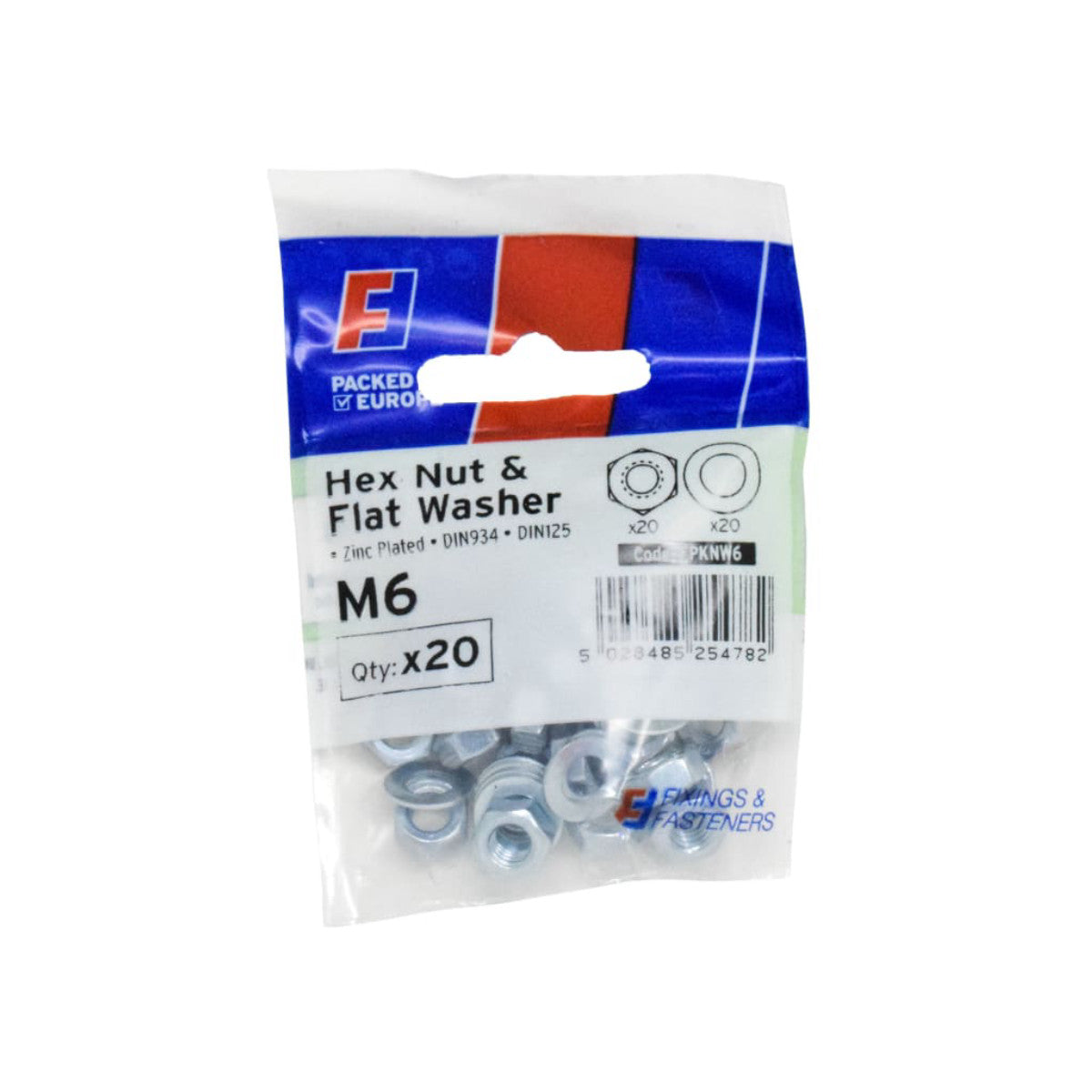 ForgeFix Nut & Washer M6 ForgePack 20 FORFPKNW6