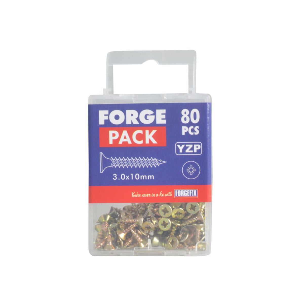 ForgeFix Multi-Purpose Pozi Screw CSK ST ZYP 3.0 x 10mm ForgePack 80 FORFPMP310Y