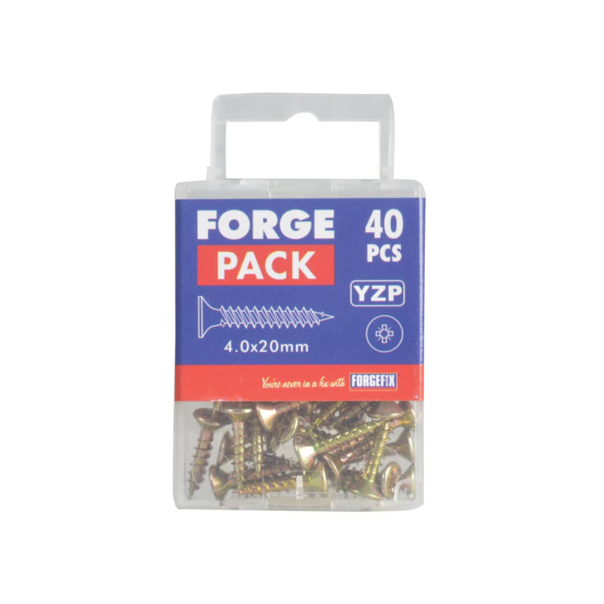 ForgeFix Multi-Purpose Pozi Compatible Screw CSK ST ZYP 4.0 x 20mm Forge Pack 40 FORFPMP420Y