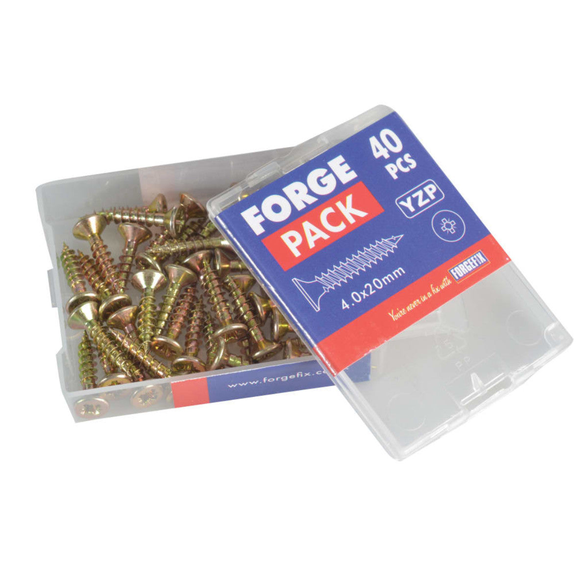 ForgeFix Multi-Purpose Pozi Compatible Screw CSK ST ZYP 4.0 x 20mm Forge Pack 40 FORFPMP420Y
