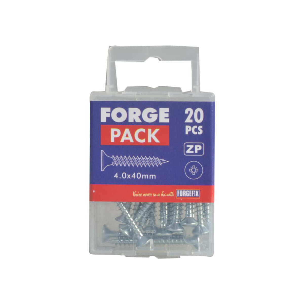 ForgeFix Multi-Purpose Pozi Compatible Screw CSK ST ZP 4.0 x 40mm Forge Pack 20 FORFPMP440Z