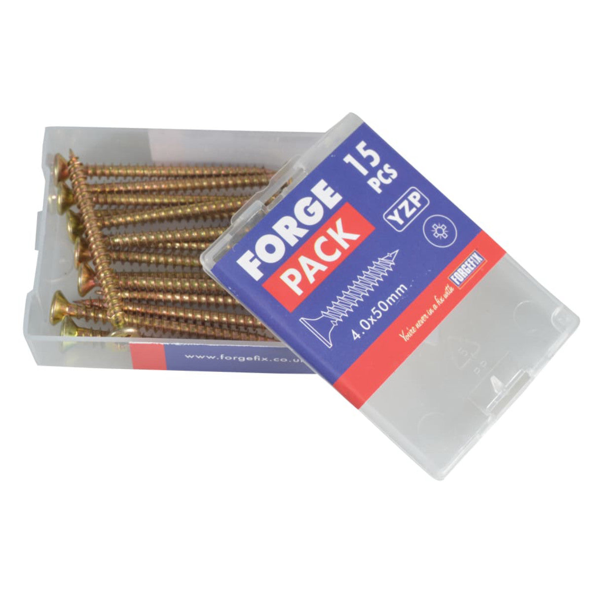 ForgeFix Multi-Purpose Pozi Compatible Screw CSK ST ZYP 4.0 x 50mm Forge Pack 15 FORFPMP450Y