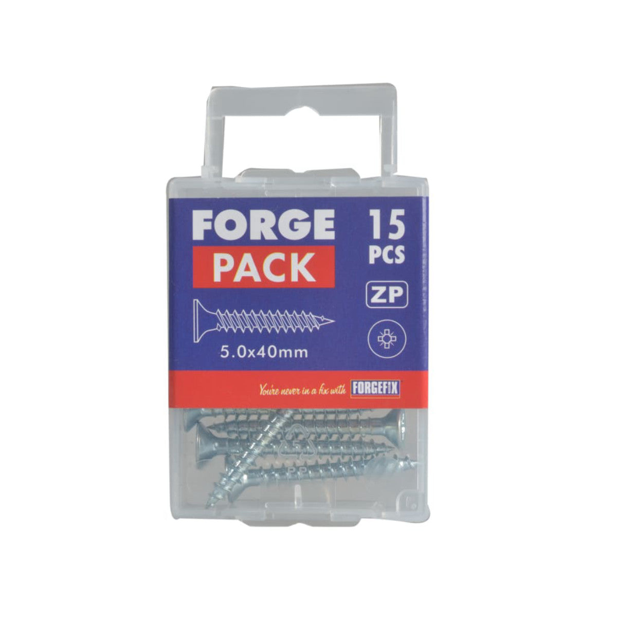 ForgeFix Multi-Purpose Pozi Compatible Screw CSK ST ZP 5.0 x 40mm Forge Pack 15 FORFPMP540Z