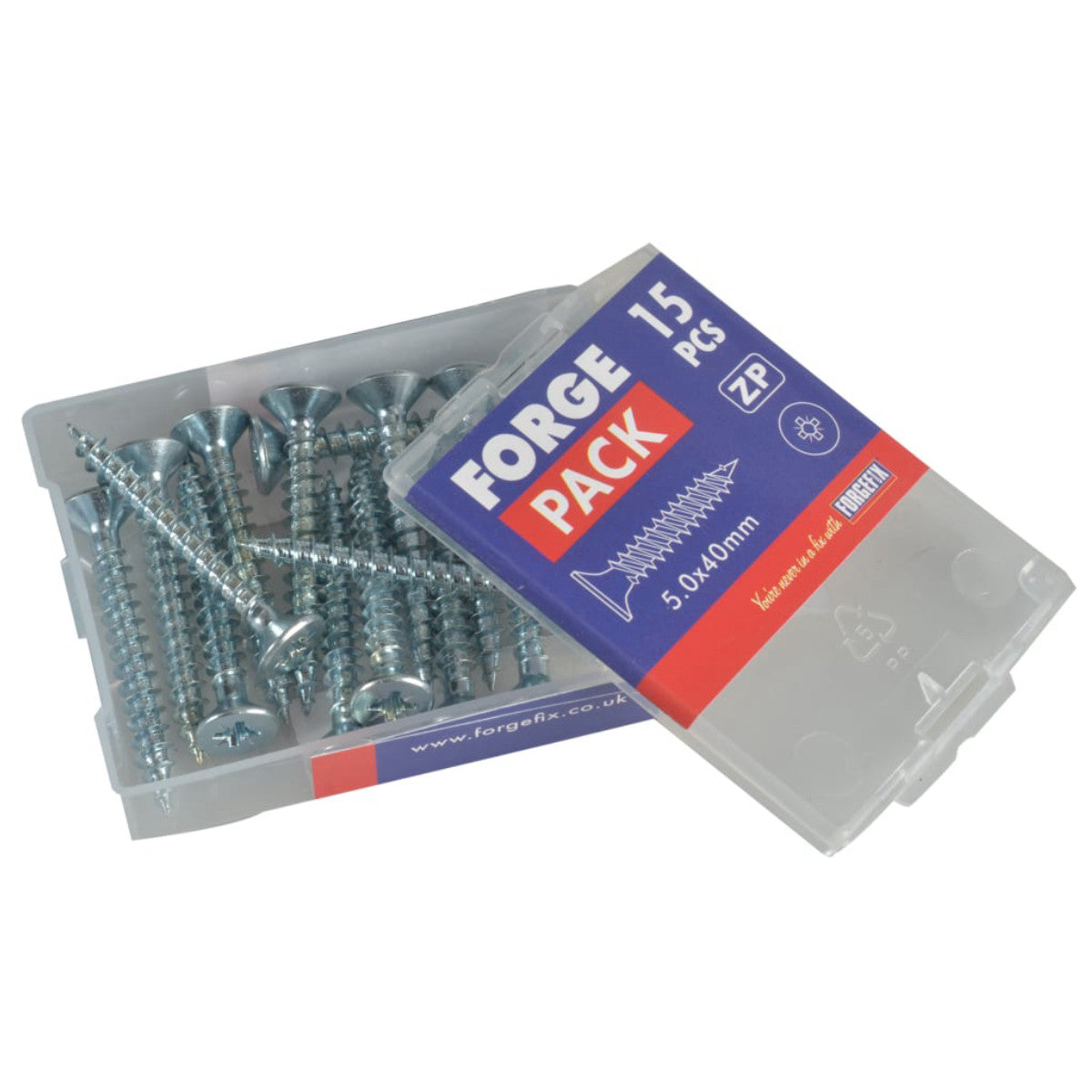 ForgeFix Multi-Purpose Pozi Compatible Screw CSK ST ZP 5.0 x 40mm Forge Pack 15 FORFPMP540Z