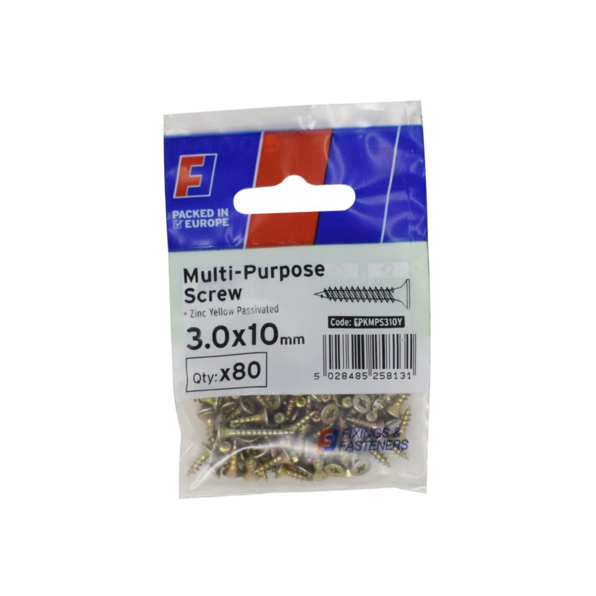ForgeFix Multi-Purpose Pozi Screw CSK ST ZYP 3.0 x 10mm ForgePack 80 FORFPMS310Y